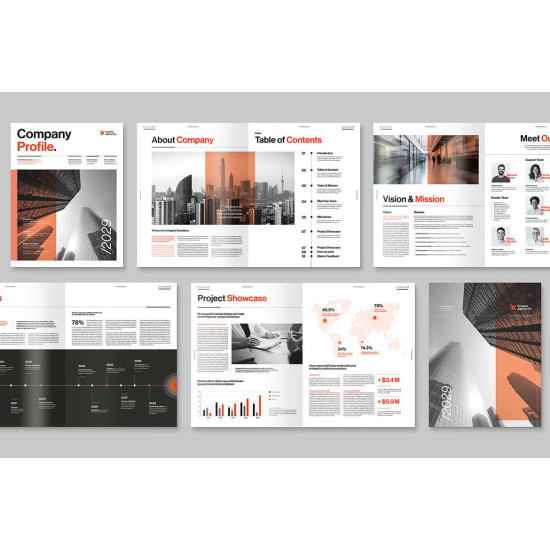 تصميم البروفايل والكاتلوك والتقرير السنوي