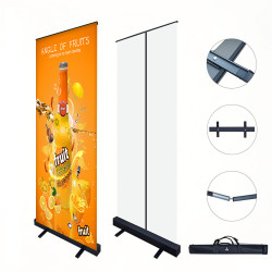 Foldable advertising sign stand with a heavy-duty, retractable, and adjustable iron base from Media Arabia