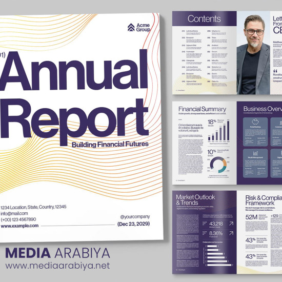 تصميم البروفايل والكاتلوك والتقرير السنوي للشركات والجامعات باللغة العربية والانكليزية والكوردية