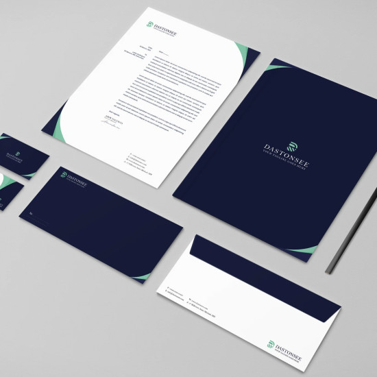 Visual identity design and all corporate supplies in Arabic, English, and Kurdish
