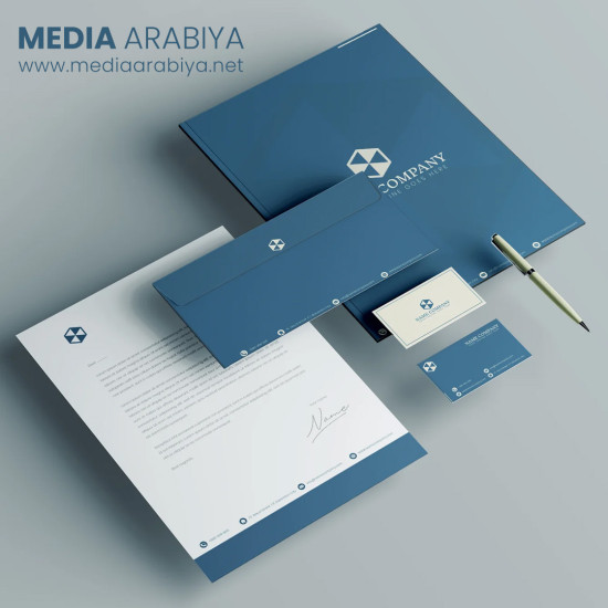 تصميم الهوية البصرية وكافة مستلزمات الشركات باللغة العربية والانكليزية والكوردية