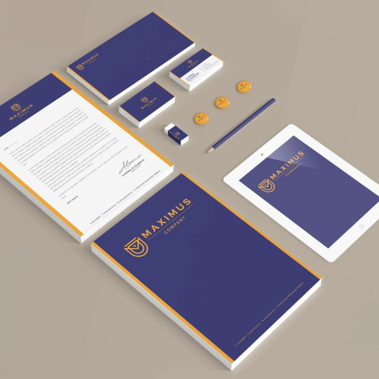 Visual identity design and all corporate supplies in Arabic, English, and Kurdish
